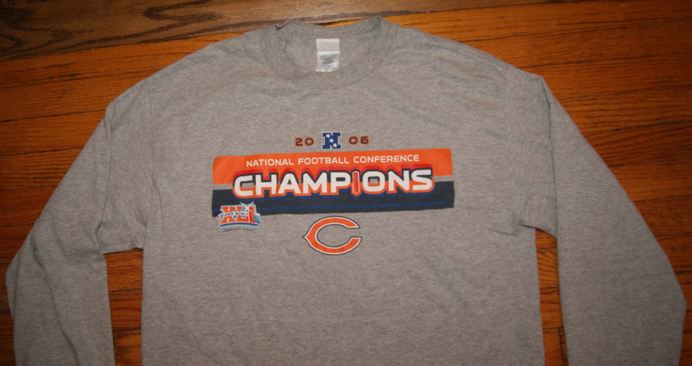 Chicago Bears 2006 NFC Champions Gray Mens Large Long Sleeve TShirt
